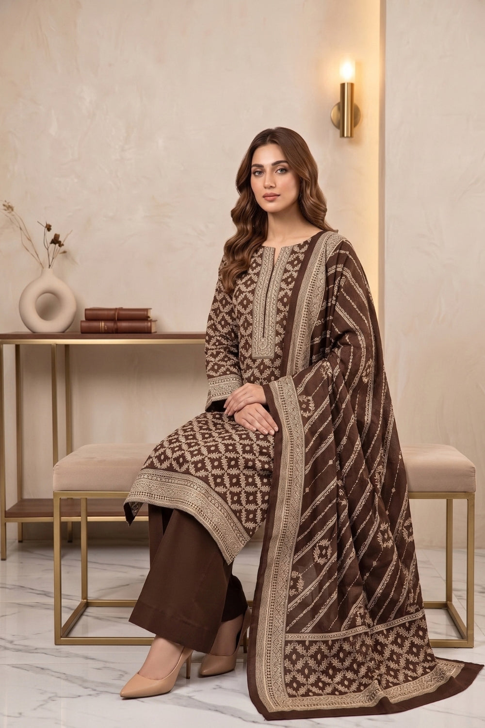 Mushtaq 3Pcs Unstitched Printed Doriya Linen Arisha Collection Desgin - 1