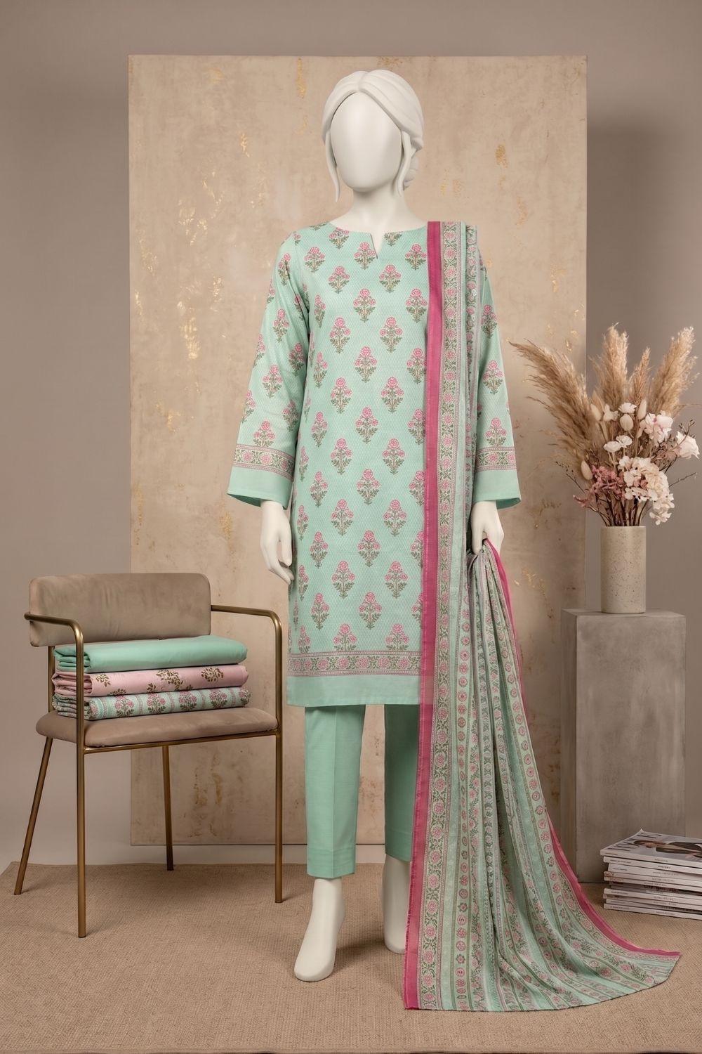 Mushtaq 3Pcs Unstitched Printed Lawn Collection Desgin - 10