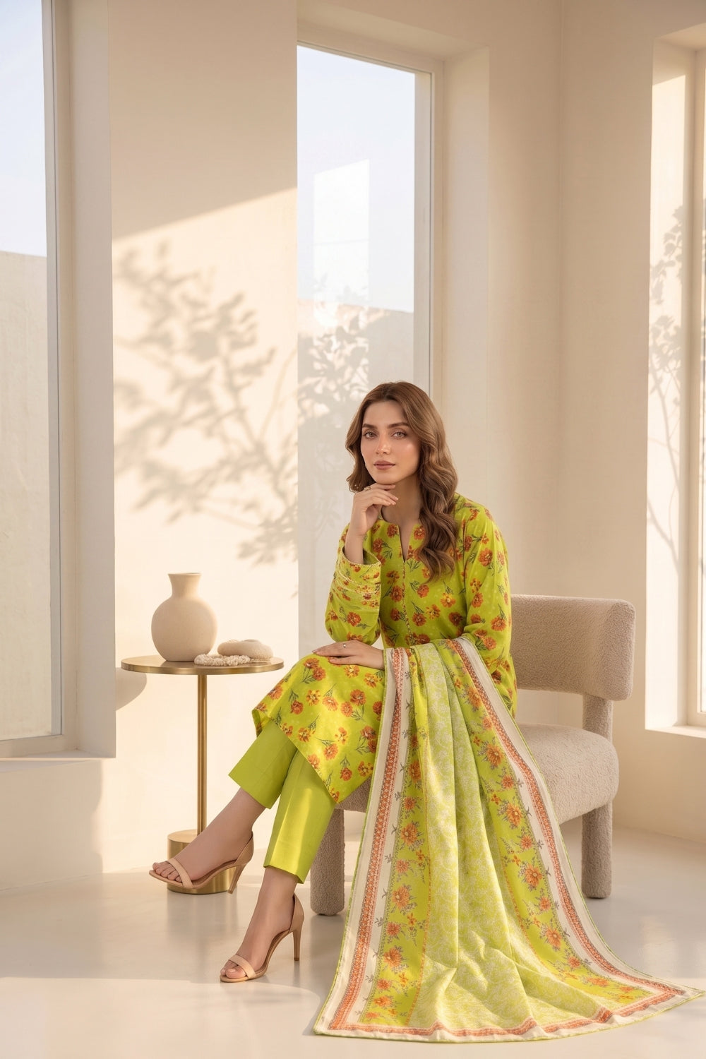 Mushtaq 3Pcs Unstitched Printed Lawn Suit Noor-e-Ain Collection Desgin - 1