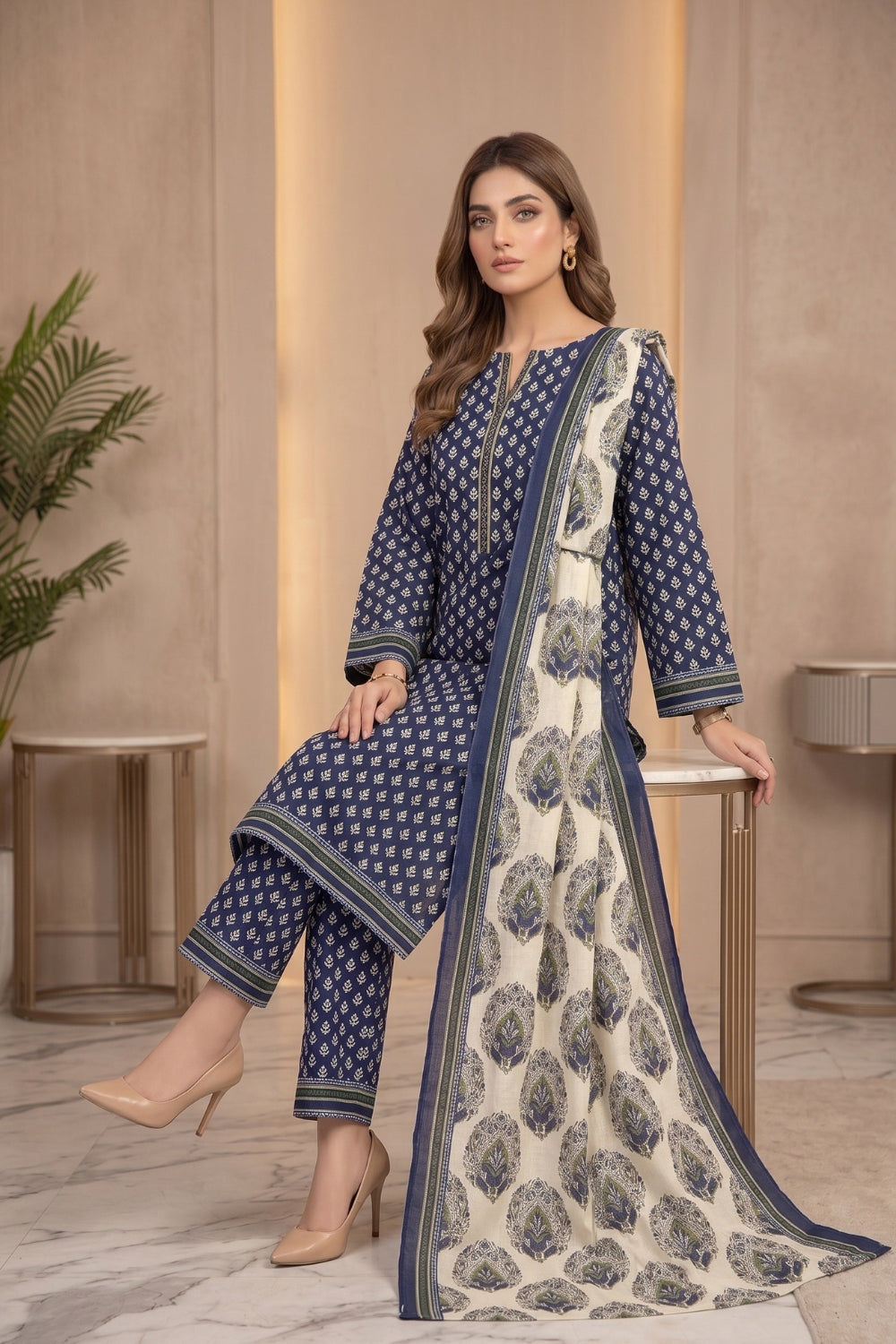 Mushtaq 3Pcs Unstitched Printed Khaddar Desgin - 12