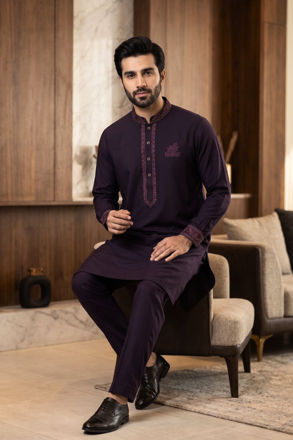 Mens Unstitched Embroiderd Wash & Wear Suit Desgin - 1