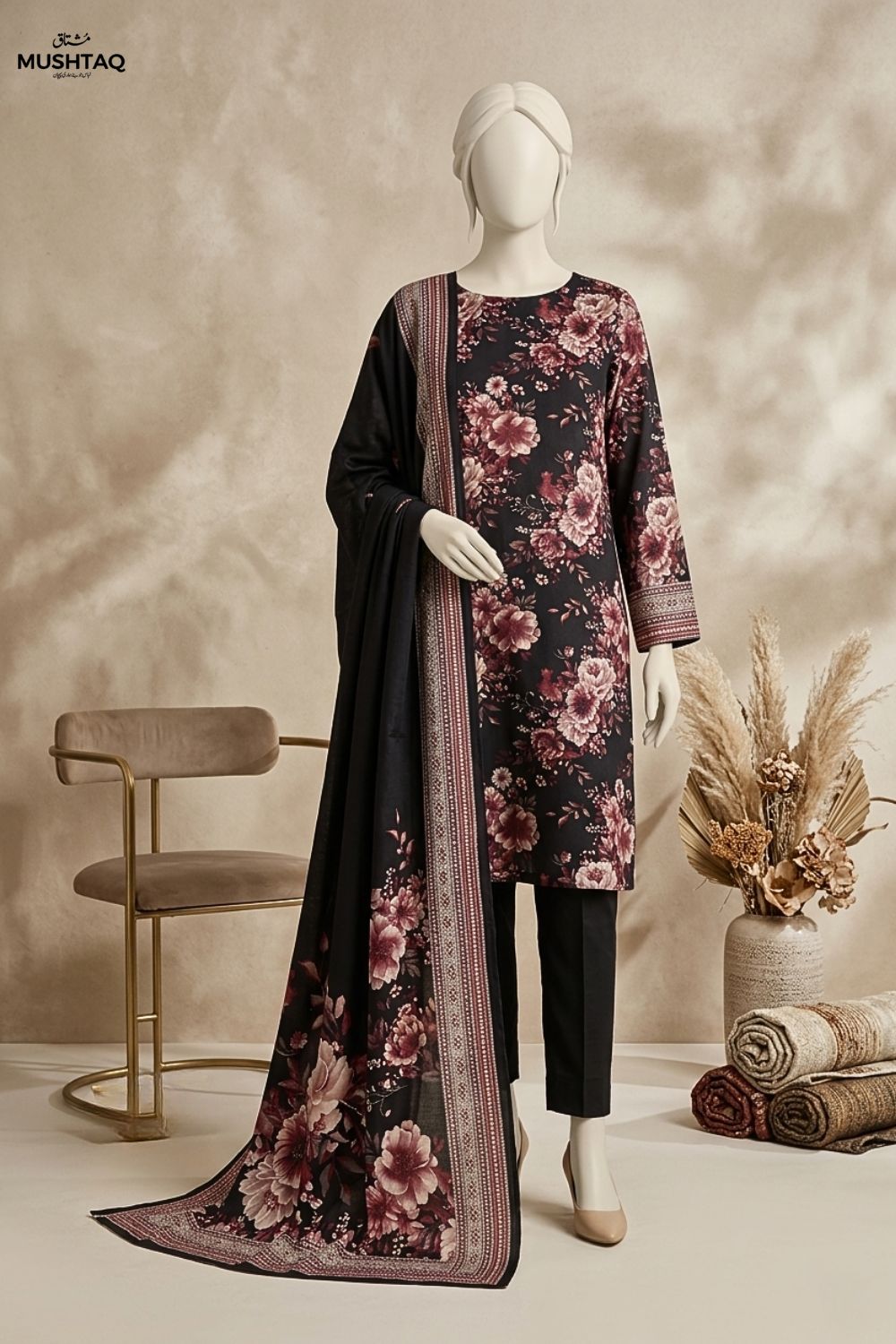 Mushtaq AARISHA Collection 3Pcs Unstitched Printed Lawn Desgin - 6