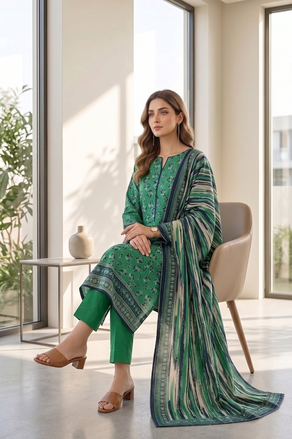 Mushtaq 3Pcs Unstitched Printed Lawn Suit Ayzel Collection Desgin - 1