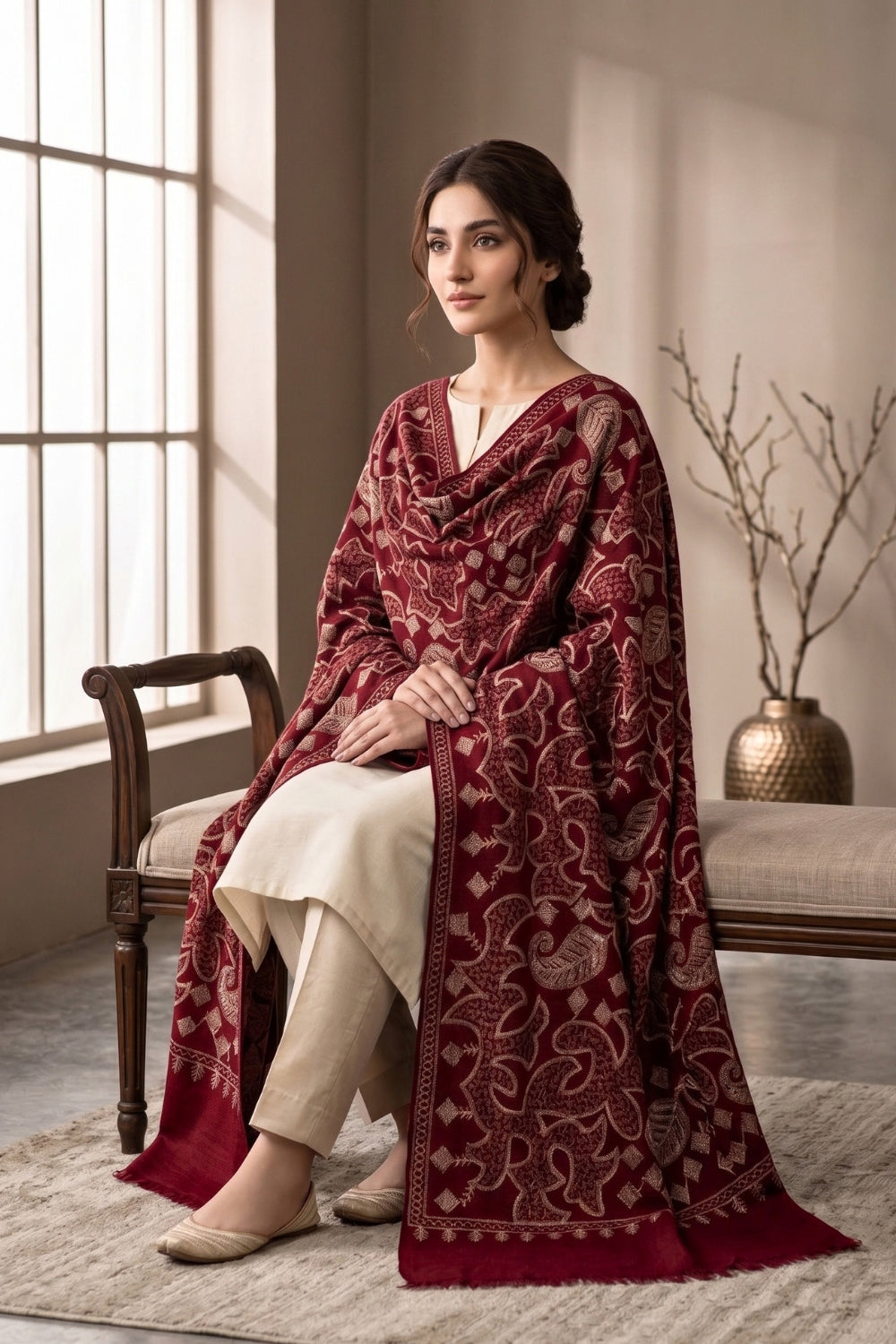 Embroiderd Pashmina Shawl Desgin - 1