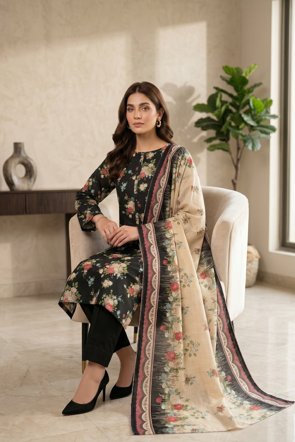 Mushtaq 3Pcs Unstitched Printed Khaddar Zarposh Collection Desgin - 1