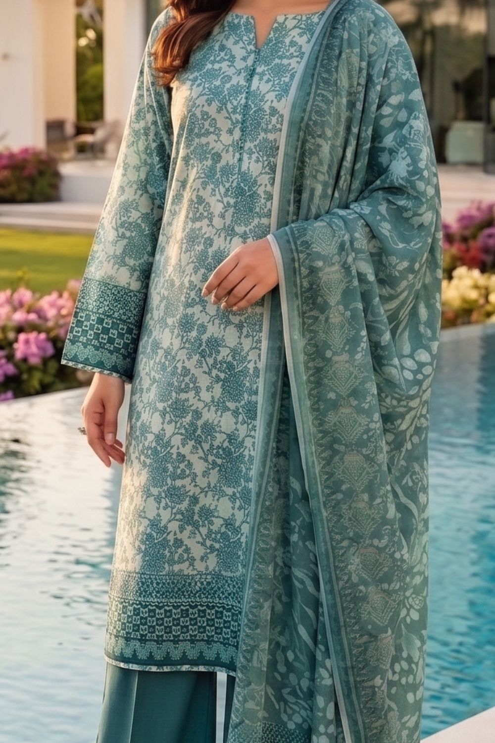 Mushtaq 3Pcs Unstitched Printed Lawn Sapphire Collection Desgin - 10