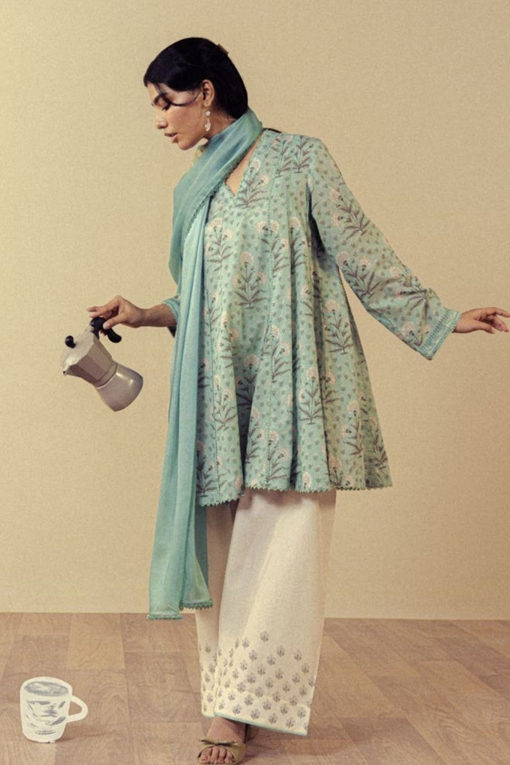 Zara Shahjahan 3 Pc Unstitched  Printed Lawn Suit Anthea-9A