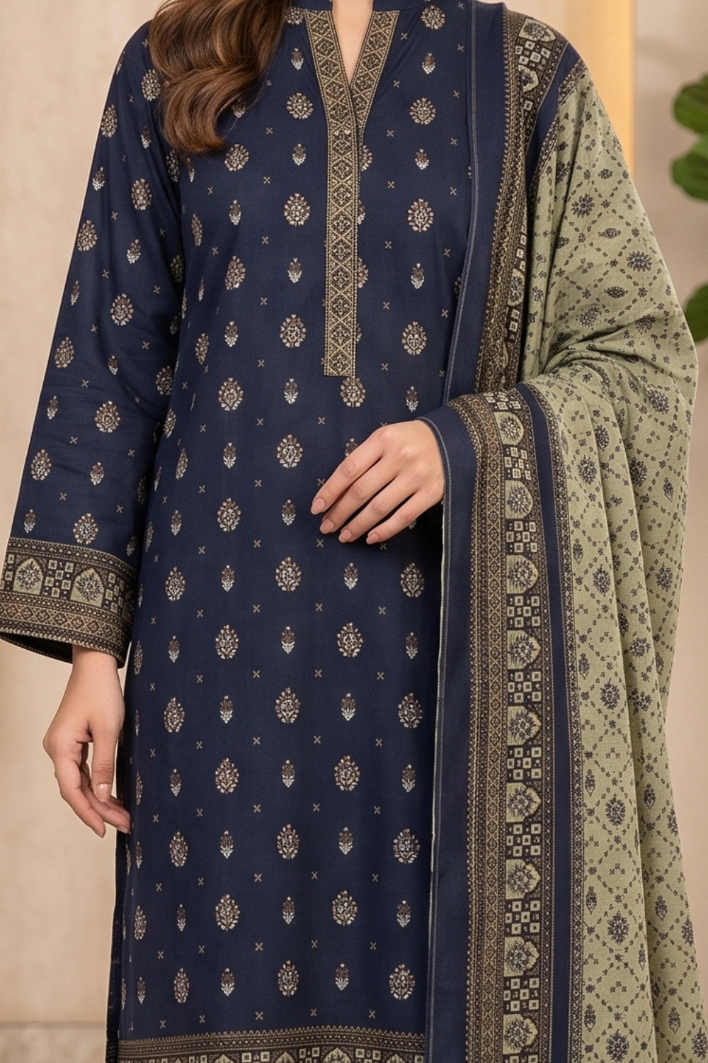 Mushtaq 3Pcs Unstitched Printed Khaddar Desgin - 7