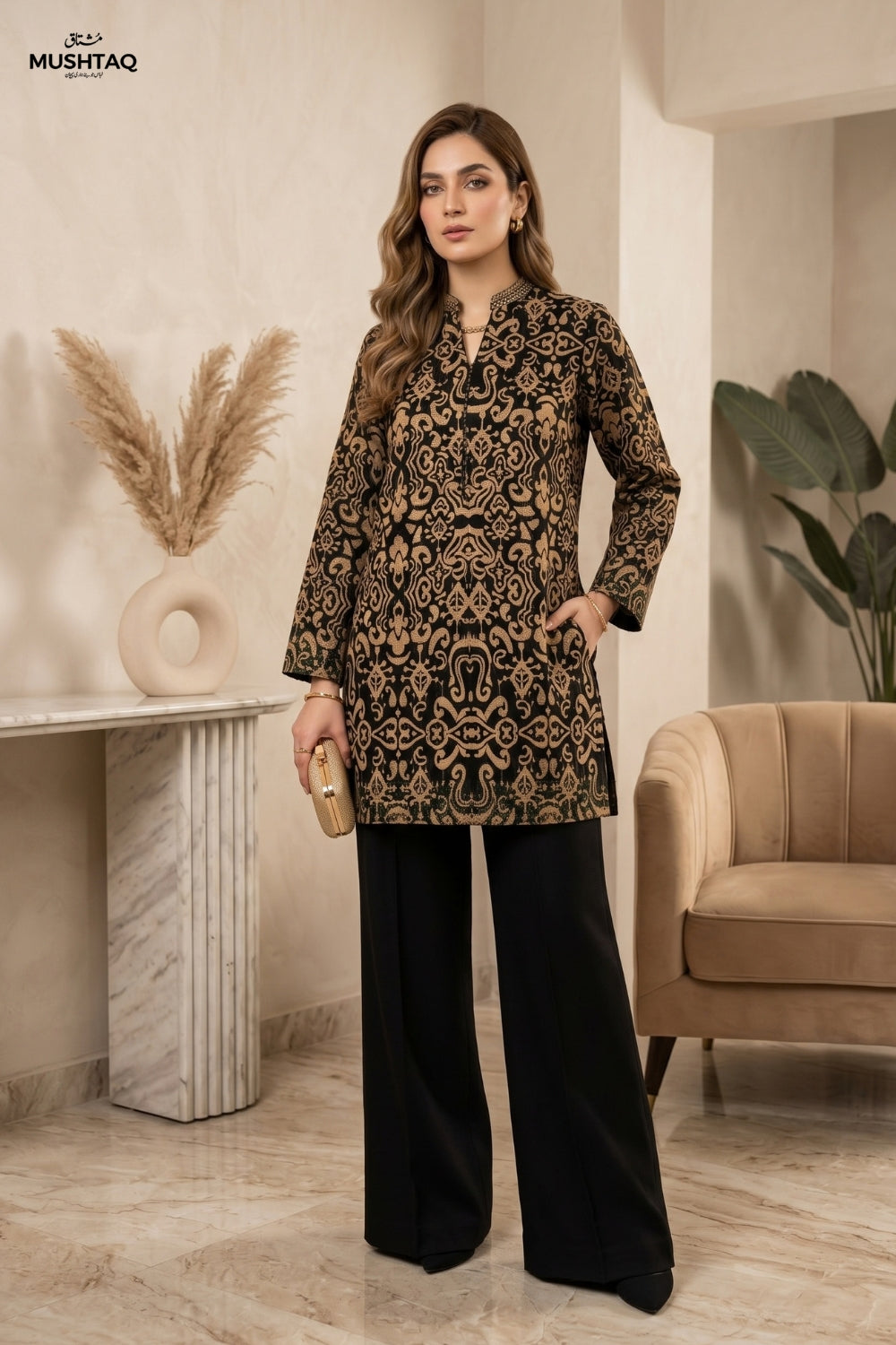 Mushtaq 2Pcs Unstitched Courtrai Marina Aysh Collection Desgin - 2