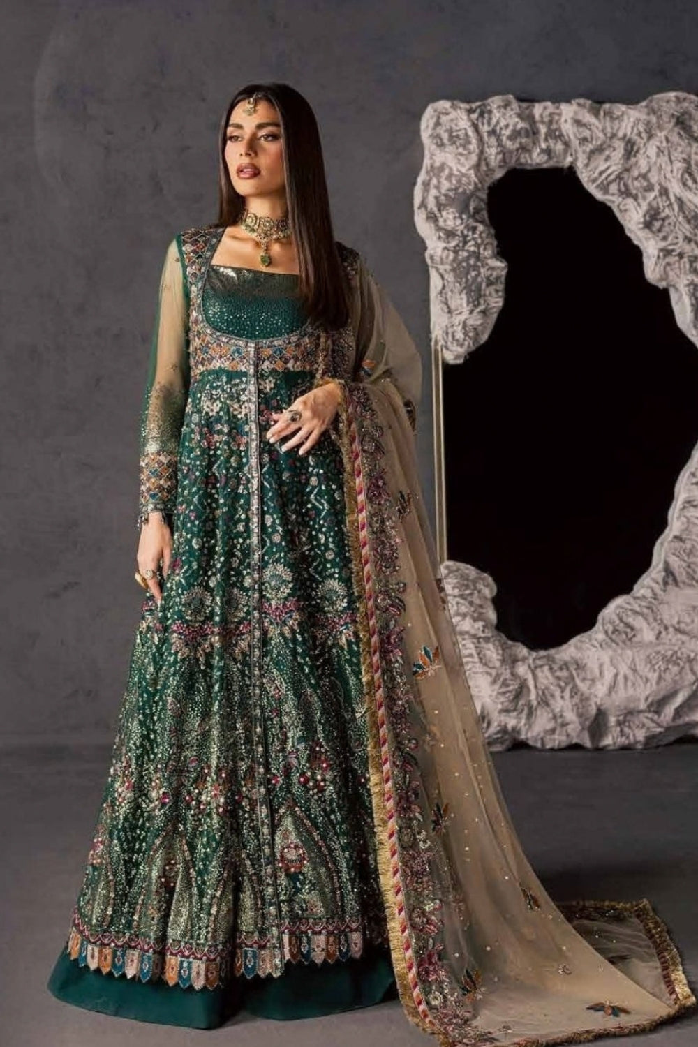 Nureh Muse 3 Piece Unstitched Embroidered Net Suit NFM-01