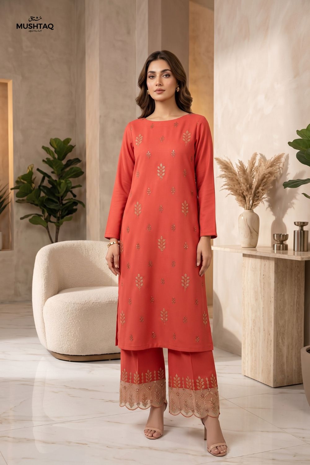 Mushtaq 2Pcs Unstitched Embroidered Marina Aroosa Collection Desgin - 2
