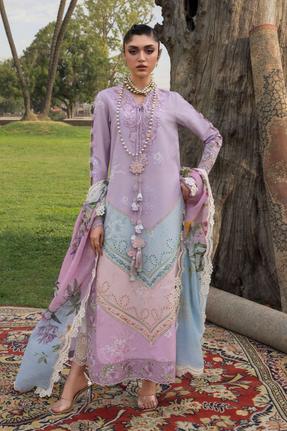 Saira * Shakira Bloom 3Pc Unstitched Embroidered Lawn Suit AVA 1-B