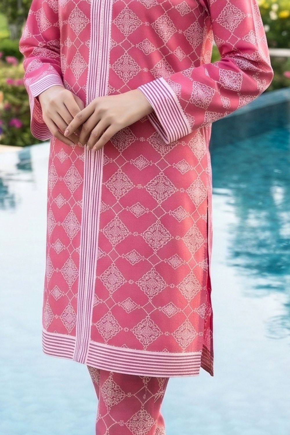 2Pcs Unstitched Printed Rang - e - Gull Lawn Collection Desgin - 1