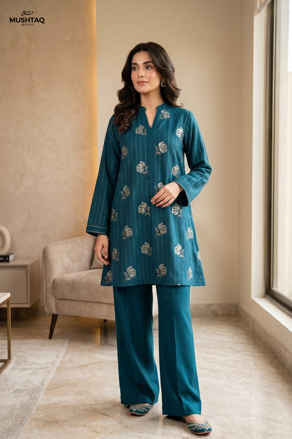 Mushtaq 2Pcs Unstitched Marina Facy Zuna Collection Desgin - 2