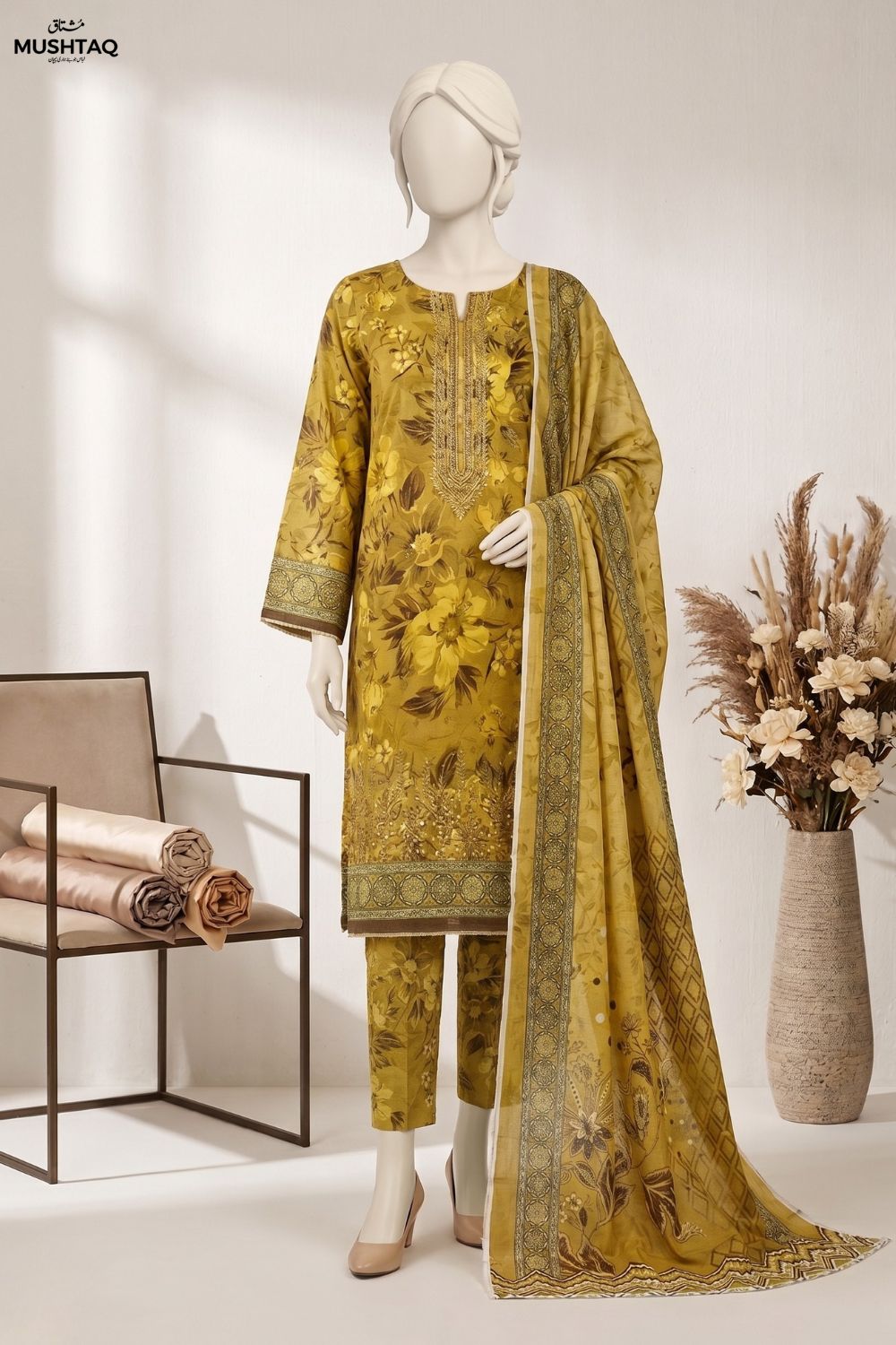 3Pcs Embrodiered Lawn Desgin - 23