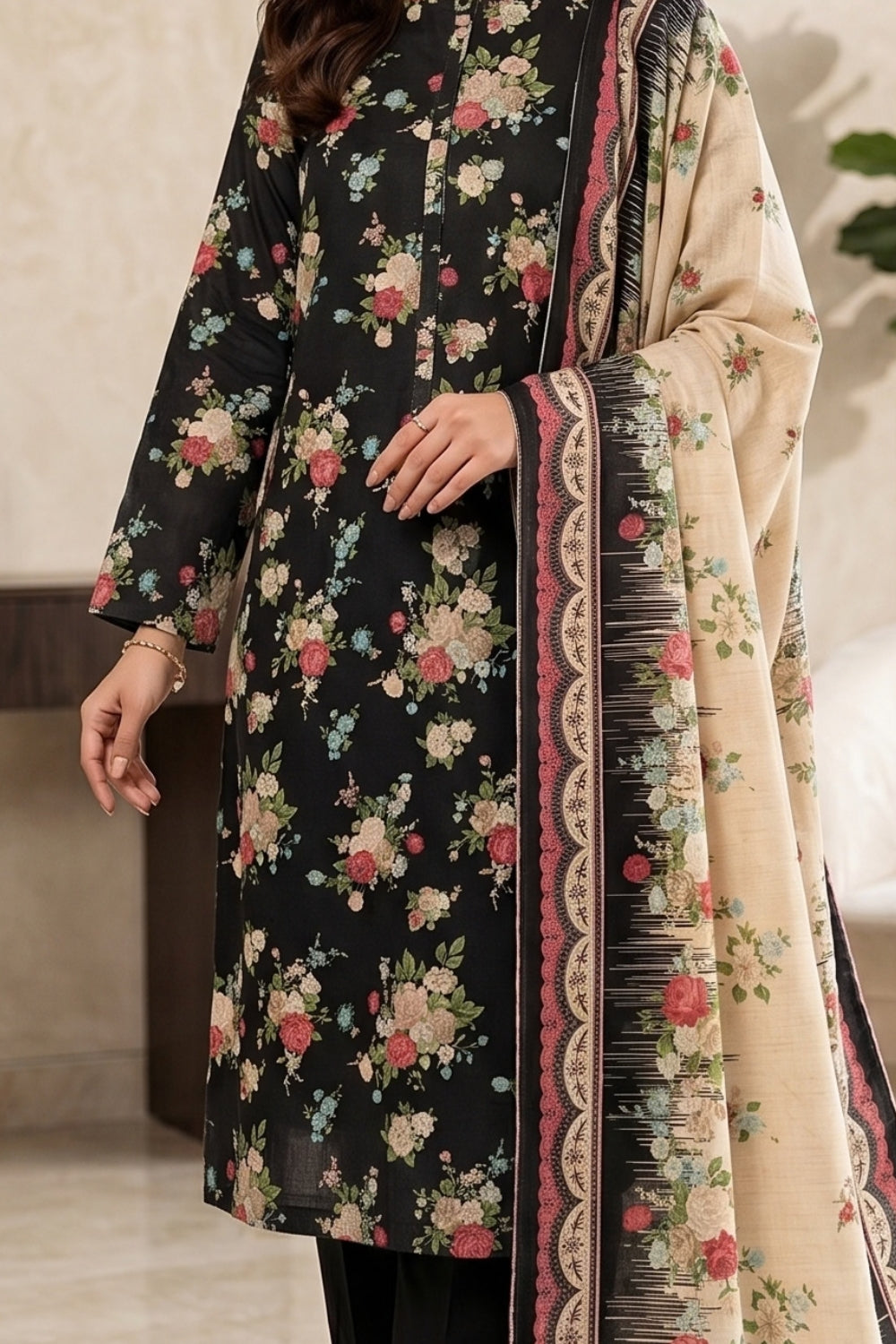 Mushtaq 3Pcs Unstitched Printed Khaddar Zarposh Collection Desgin - 1