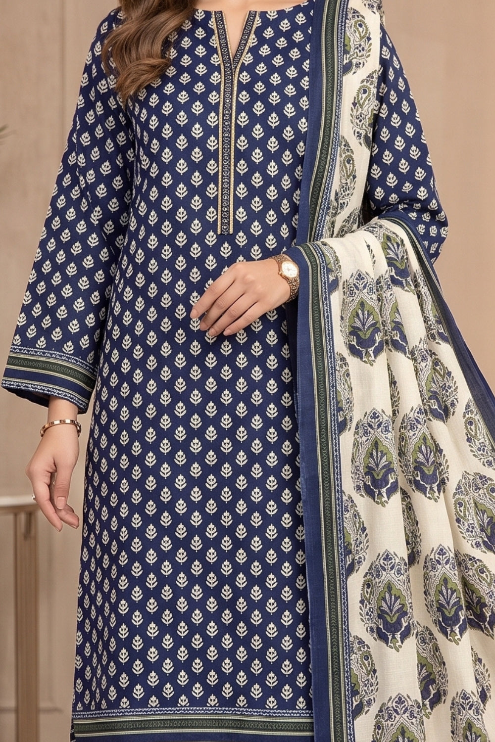 Mushtaq 3Pcs Unstitched Printed Khaddar Desgin - 12