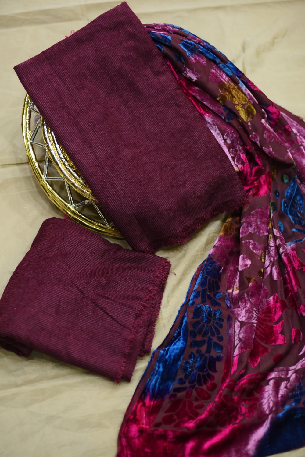 3Pcs Velvet with Plachi duppata Desgin - 1