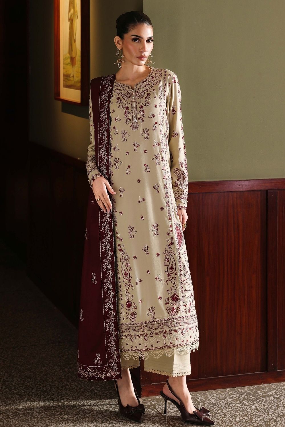 Exclusive Luxury Unstitched By Nureh 3Piece Suit NE-278