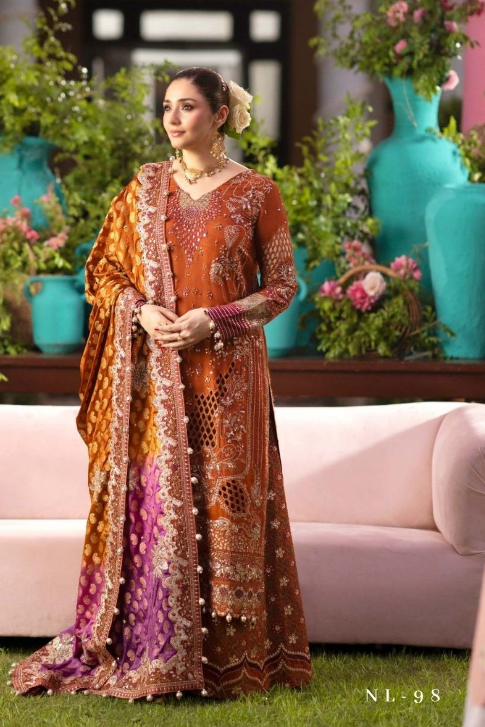 Nureh Johoomro 3 Piece Unstitched Embroidered Luxury Silk Suit NL-98 Elyana