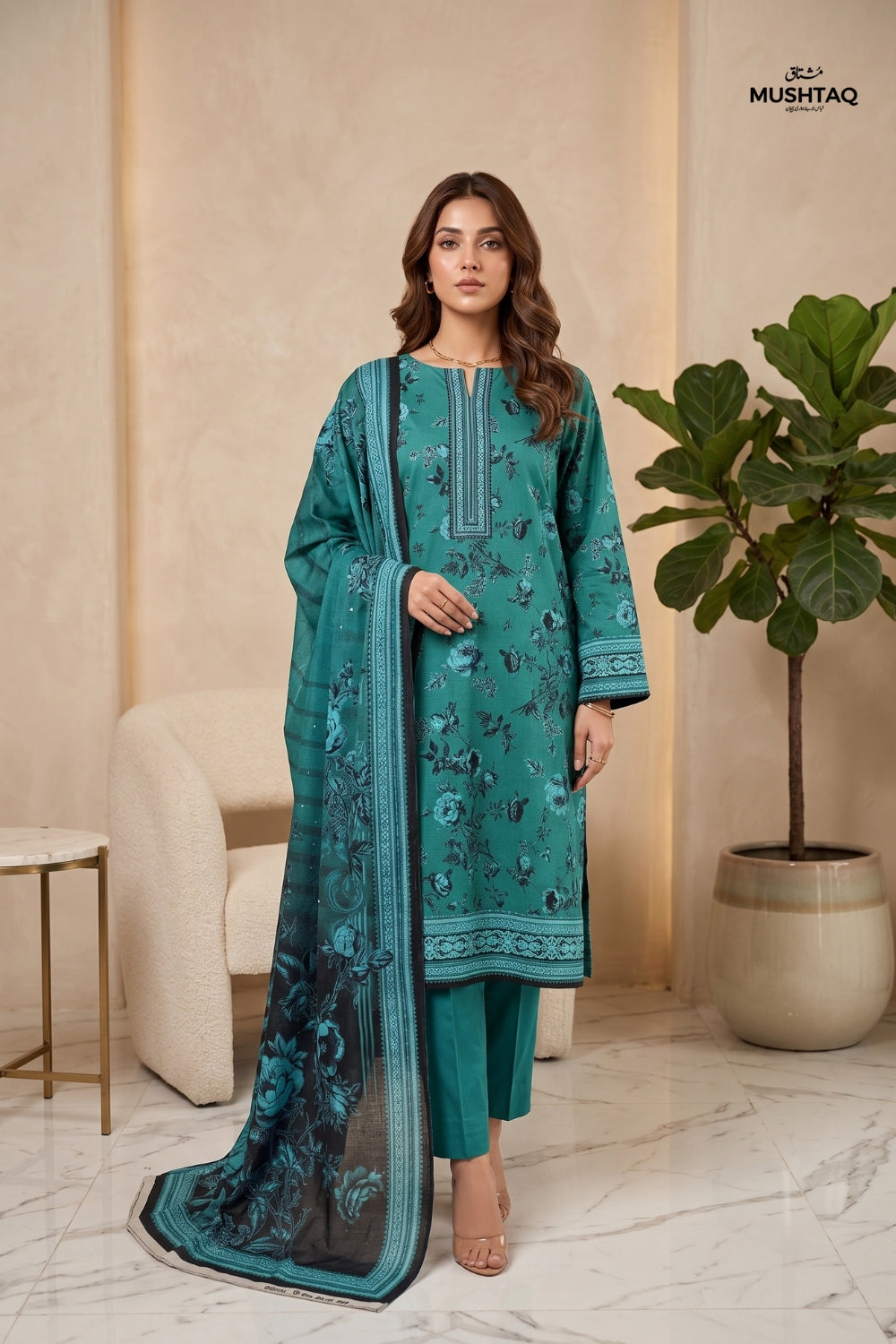 Mushtaq 3Pcs Unstitched Marya Premium Linen Desgin - 2