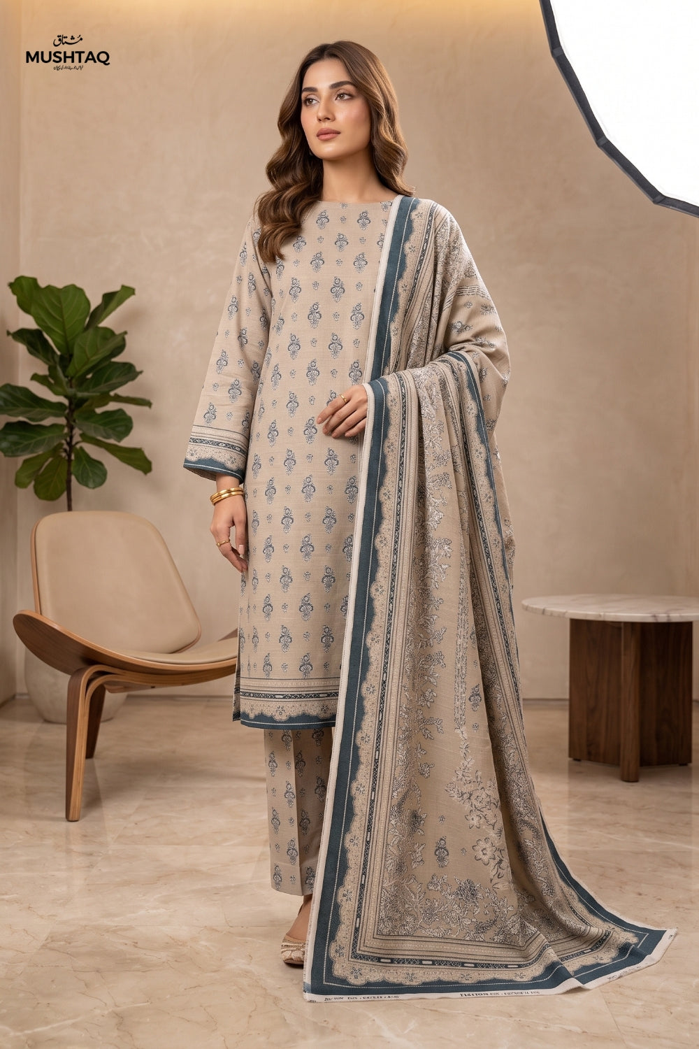 Mushtaq 3Pcs Unstitched Printed Khaddar Desgin - 13