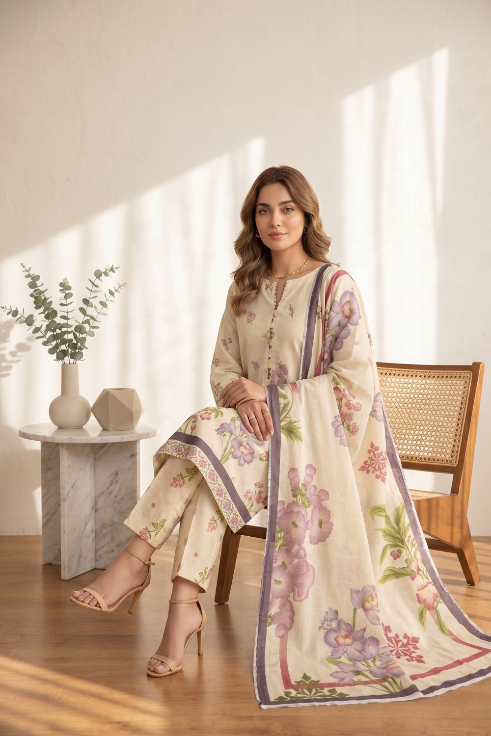 Mushtaq 3Pcs Unstitched Printed Lawn Suit Hamraah Collection Desgin - 2