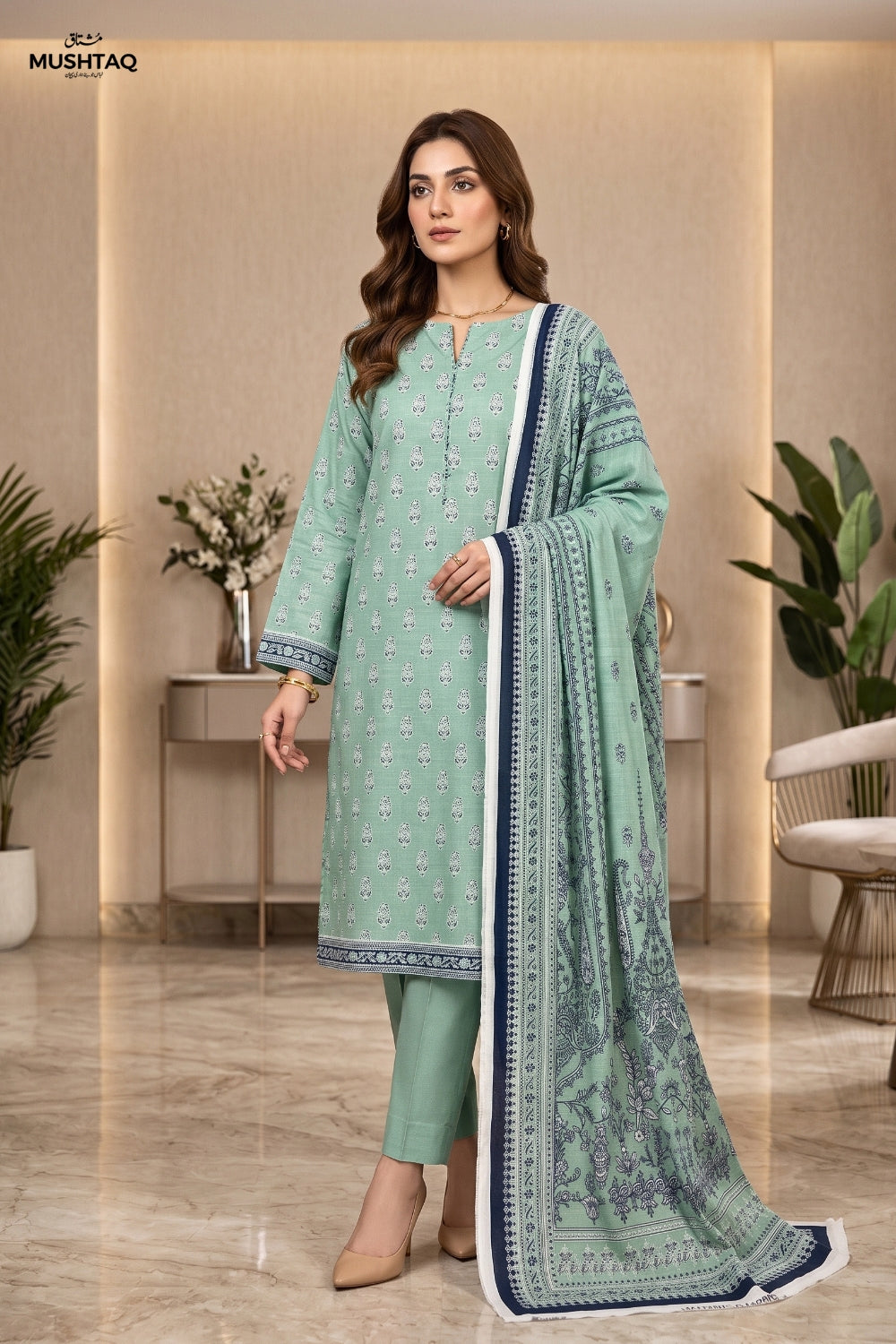 Mushtaq 3Pcs Unstitched Printed Khaddar Desgin - 2