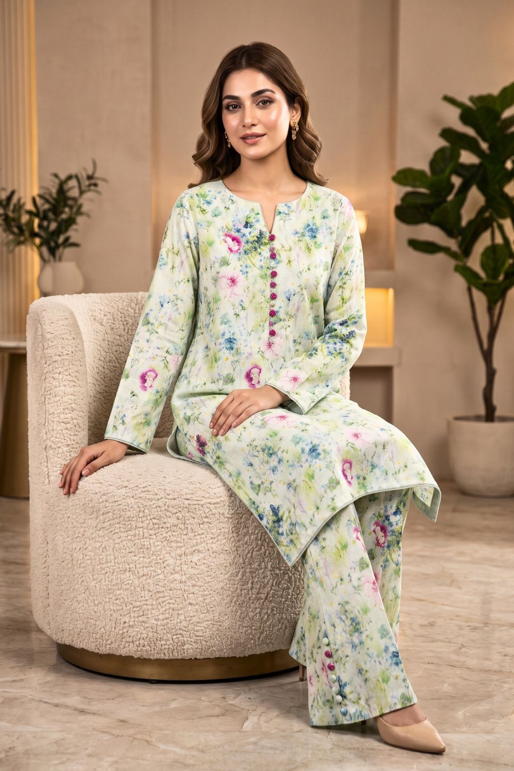2Pcs Unstitched Printed Khaddar Nyra Collection Desgin - 2