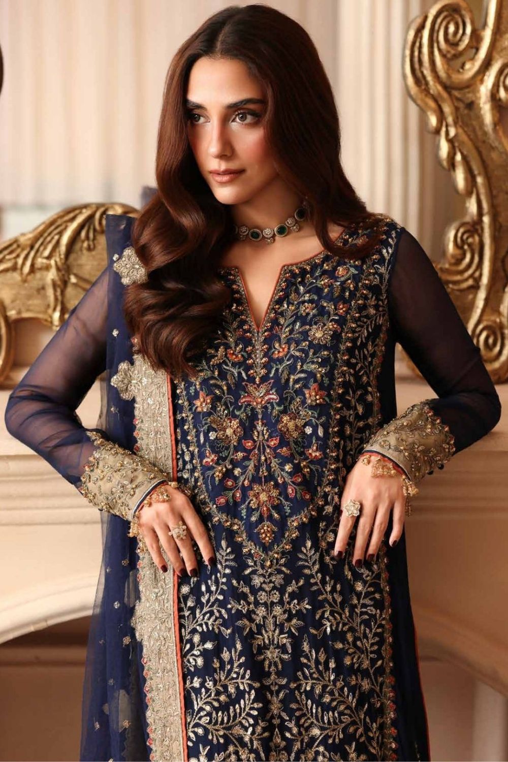 Charizma Dastan-e-Jashan 3 Piece Unstitched Embroidered Luxury Chiffon Suit DJW6-02