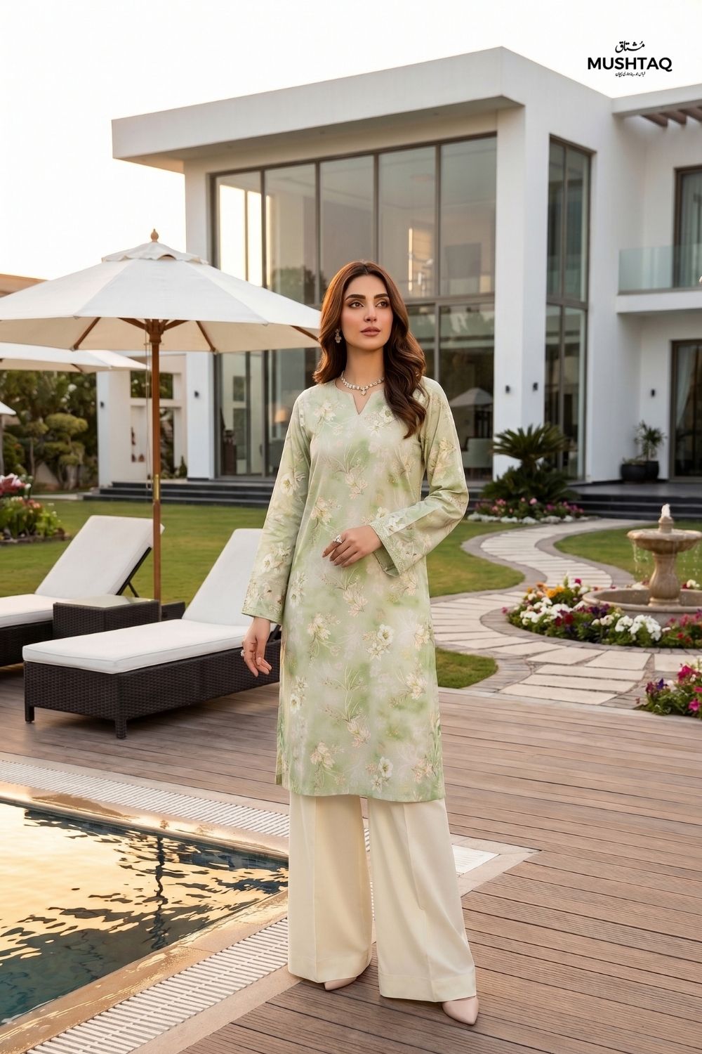 Mushtaq 2Pcs Unstitched Embroidered Lawn Riwayat Collection Desgin - 2