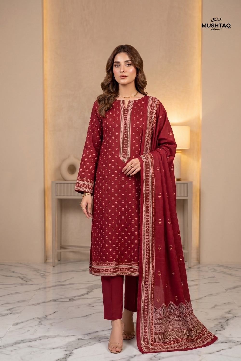 Mushtaq 3Pcs Unstitched Cotton Suit Hiba Collection Desgin - 2
