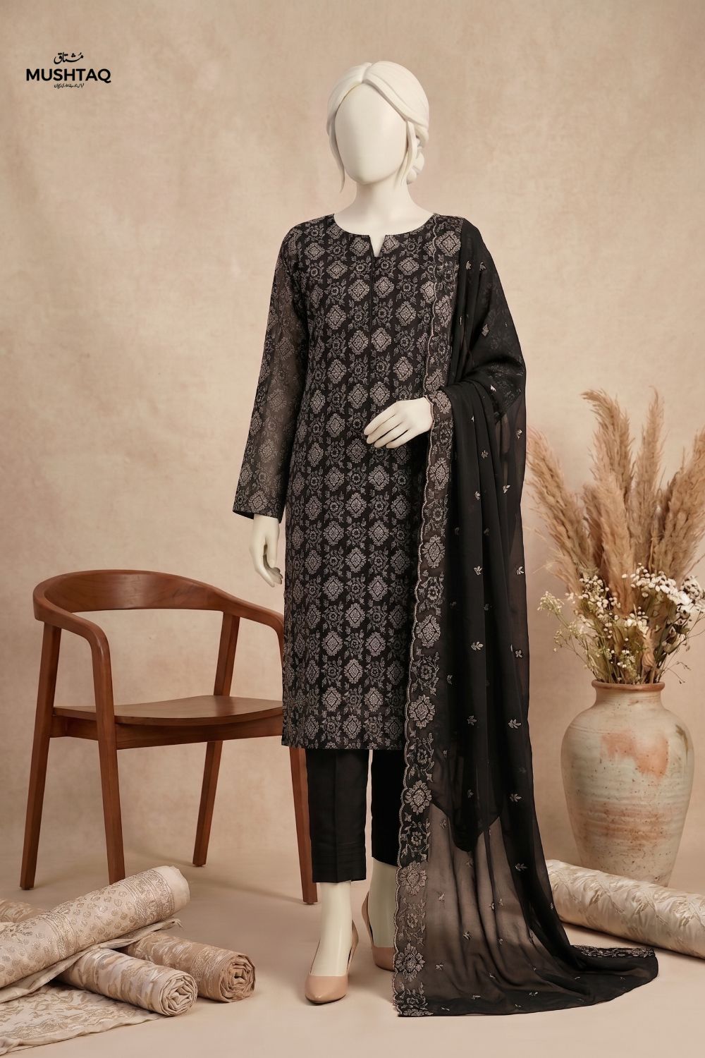 3Pcs Unstitched Embroidered Chiffon Collection Desgin - 02