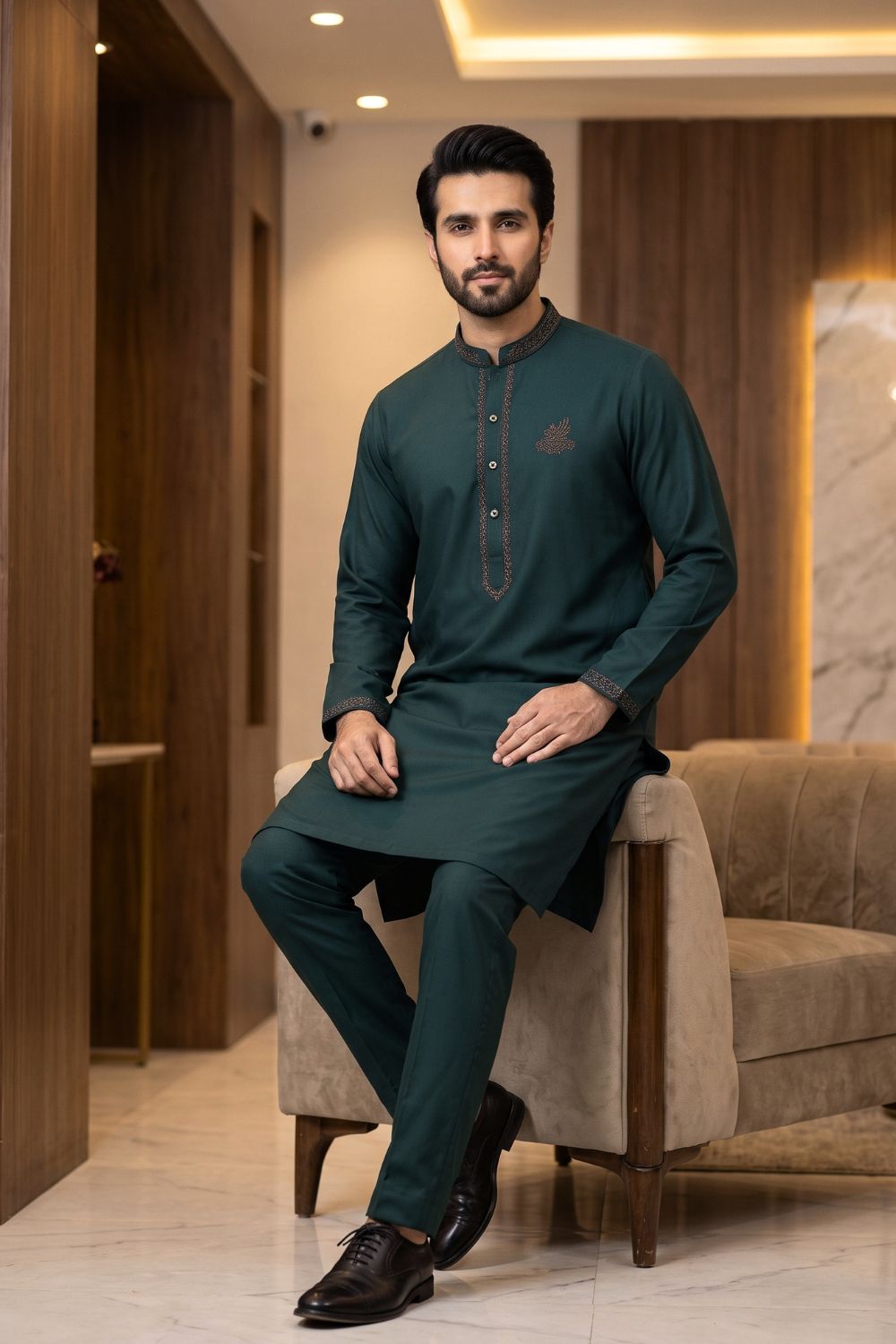 Mens Unstitched Embroiderd Wash & Wear Suit Desgin - 2