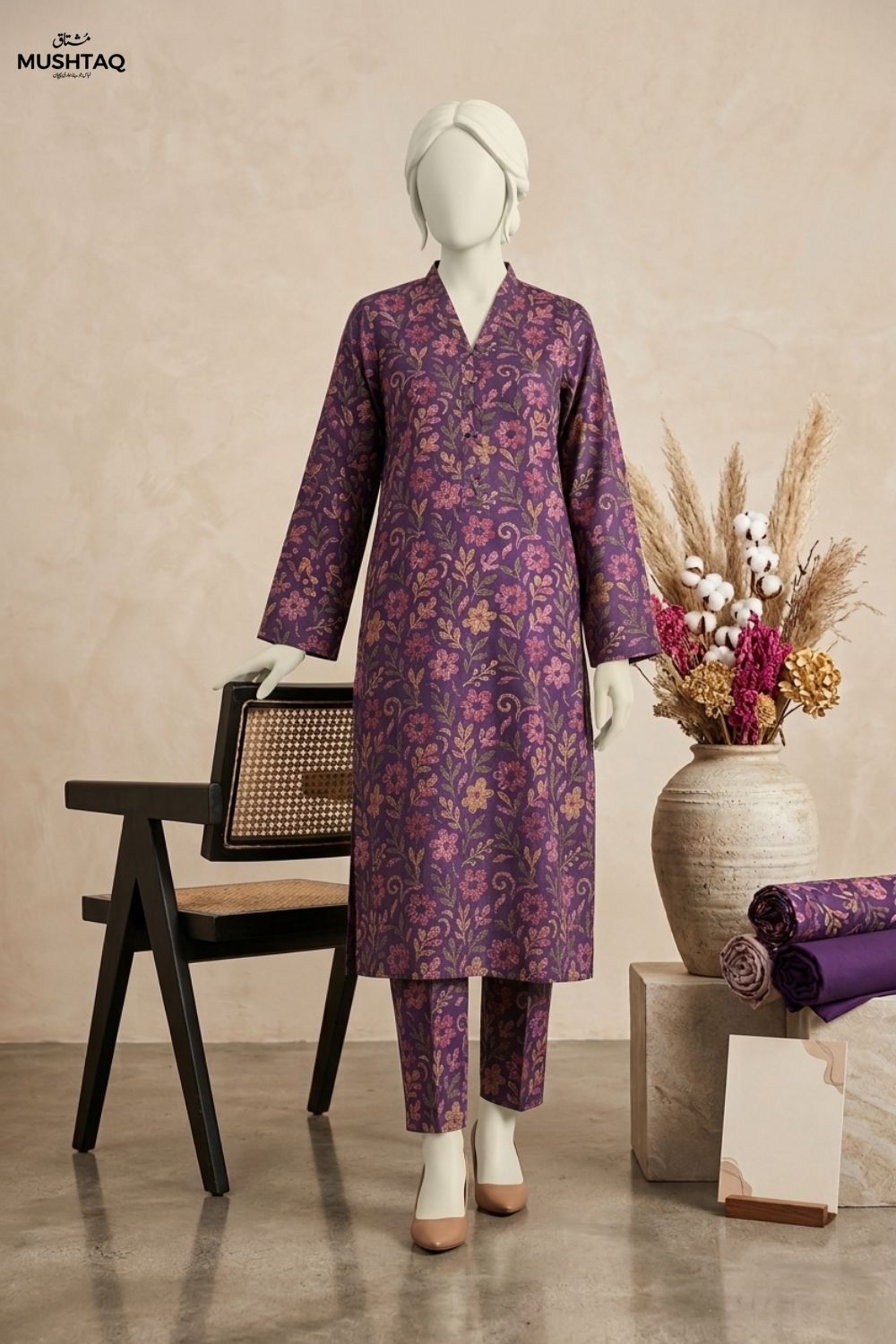 Mushtaq Noor-e-aain Collection 2Pcs Printed Lawn Desgin - 7