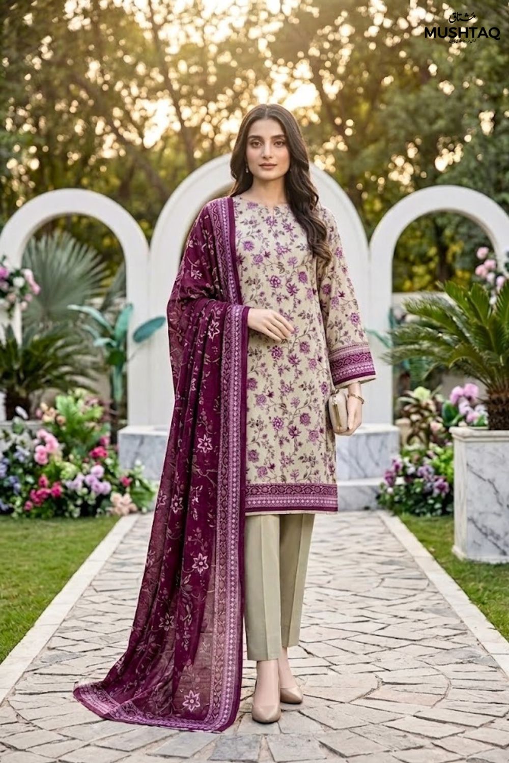 Mushtaq 3Pcs Unstitched Printed Lawn Rahaa Collection Desgin - 7