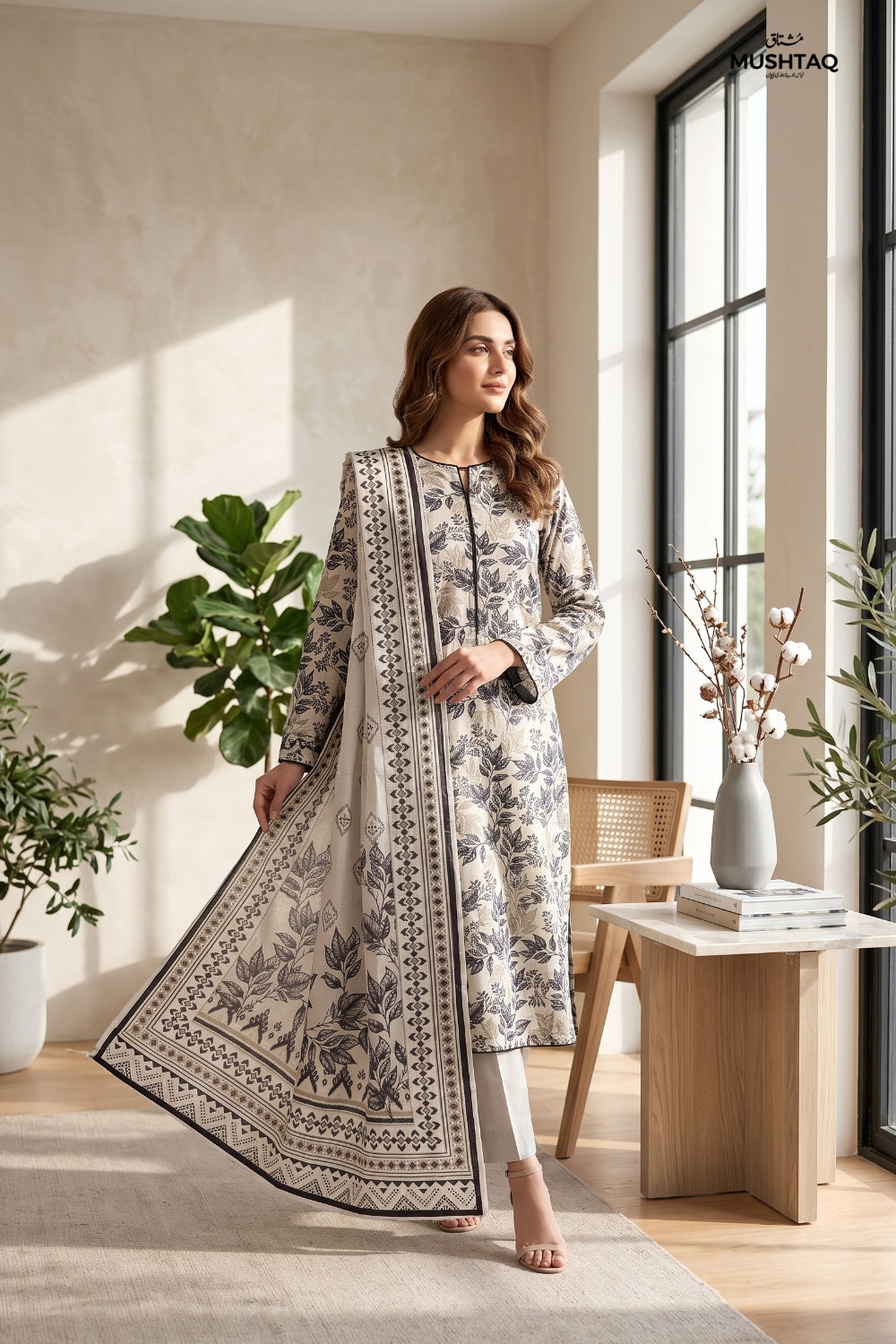 Mushtaq 3Pcs Unstitched Printed Lawn Suit Rooh Posh Collection Desgin - 2