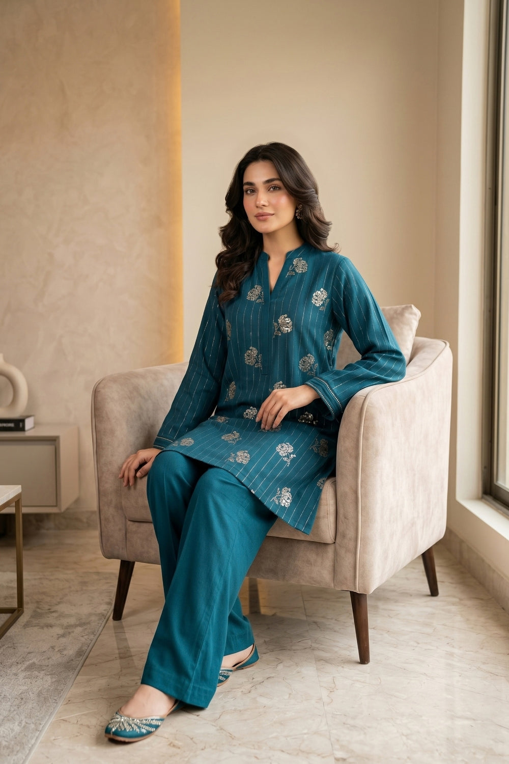 Mushtaq 2Pcs Unstitched Marina Facy Zuna Collection Desgin - 2