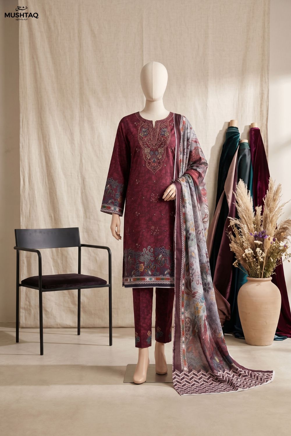 3Pcs Embrodiered Lawn Desgin - 24