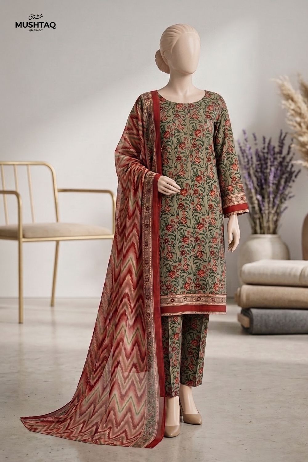 Mushtaq Zimal Collection 3Pcs Unstitched Printed Lawn Desgin - 2