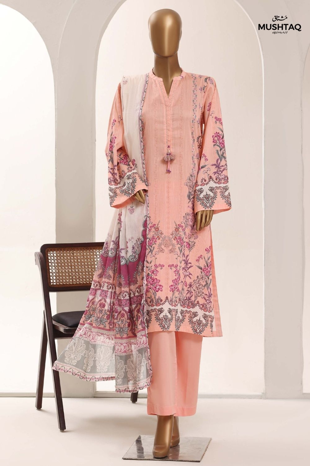Mushtaq 3Pcs Unstitched Printed Lawn Sadabahar Collection Desgin - 3