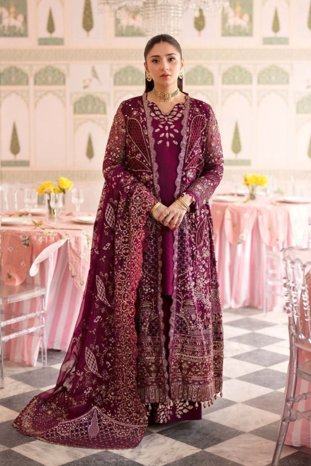 Nureh Johoomro 3 Piece Unstitched Embroidered Luxury Chiffon Suit NL-97 Nur