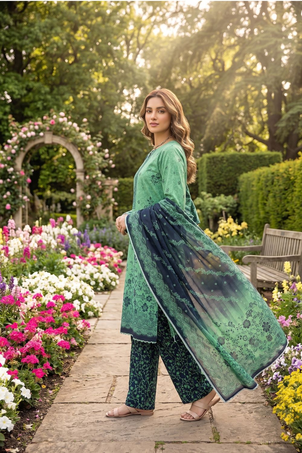Mushtaq 3Pcs Unstitched Printed Lawn Suit Emaan Collection Desgin - 2
