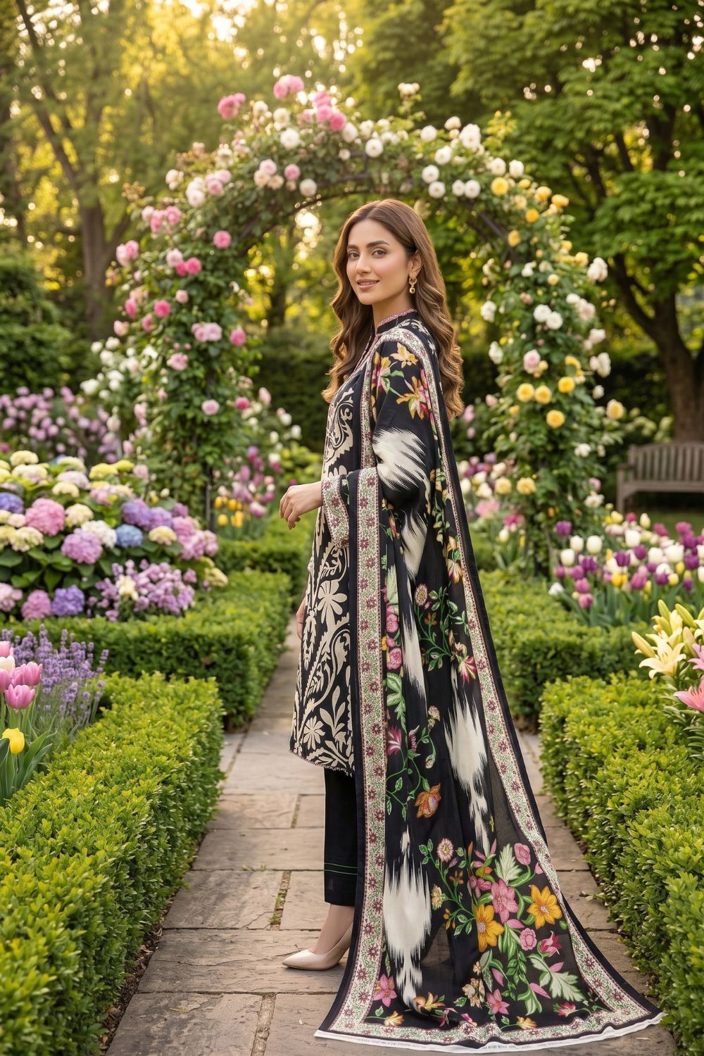 Mushtaq 3Pcs Unstitched Printed Lawn Alveena Collection Desgin - 2