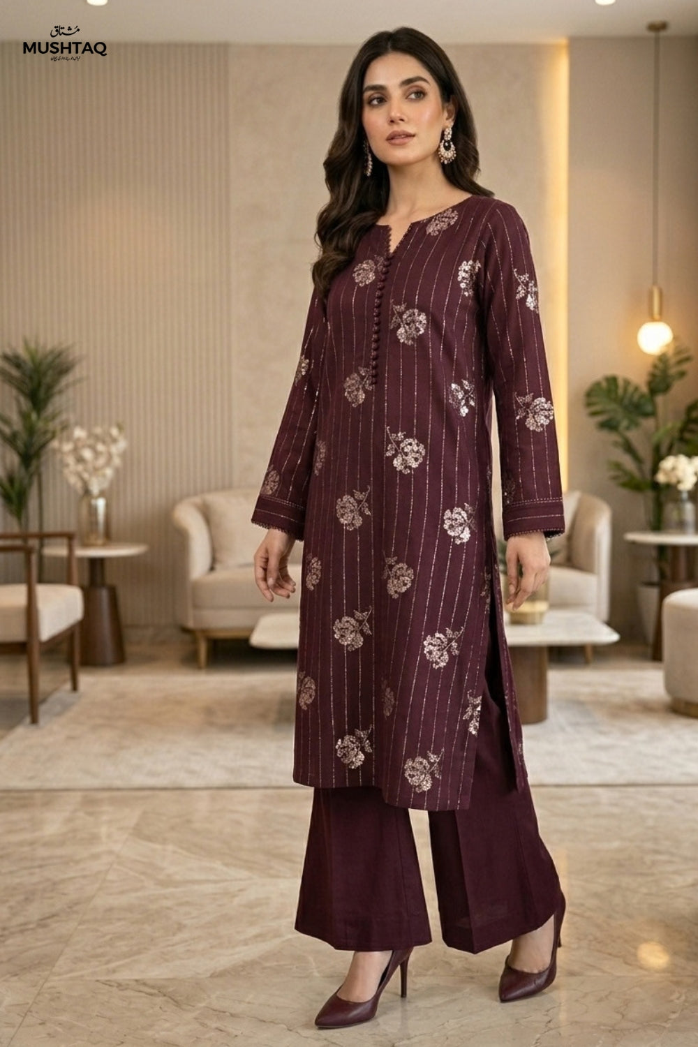 Mushtaq 2Pcs Unstitched Marina Facy Zuna Collection Desgin - 3