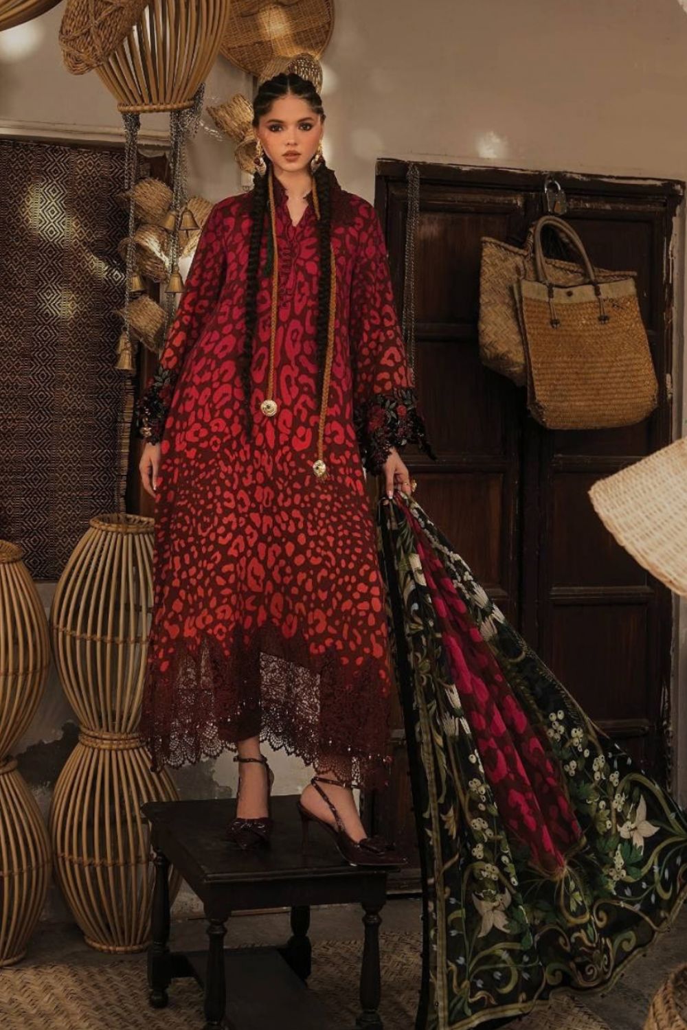 Maria B 3 Piece Unstitched Embroidered Linen Suit MPT-3101-A