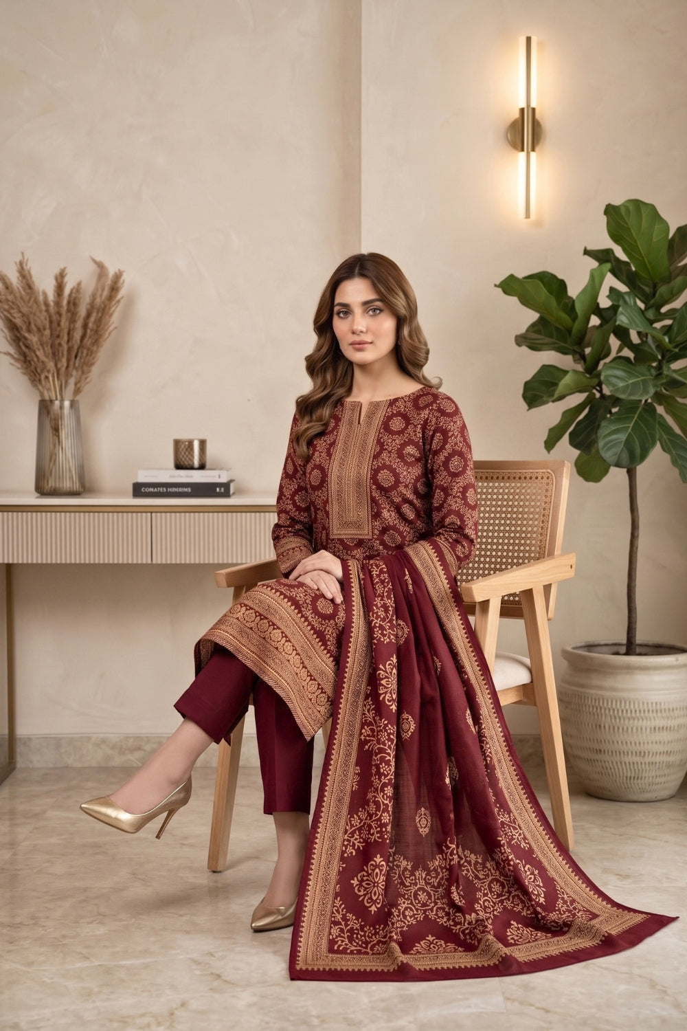 Mushtaq 3Pcs Unstitched Printed Doriya Linen Arisha Collection Desgin - 2