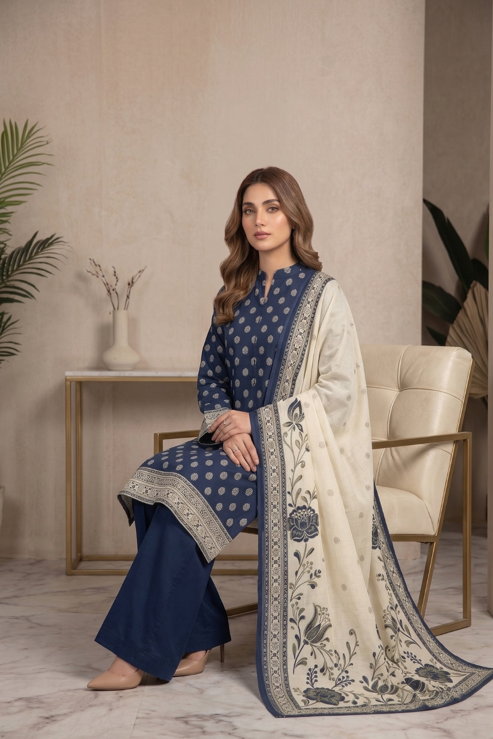 Mushtaq 3Pcs Unstitched Printed Khaddar Zarposh Collection Desgin - 2
