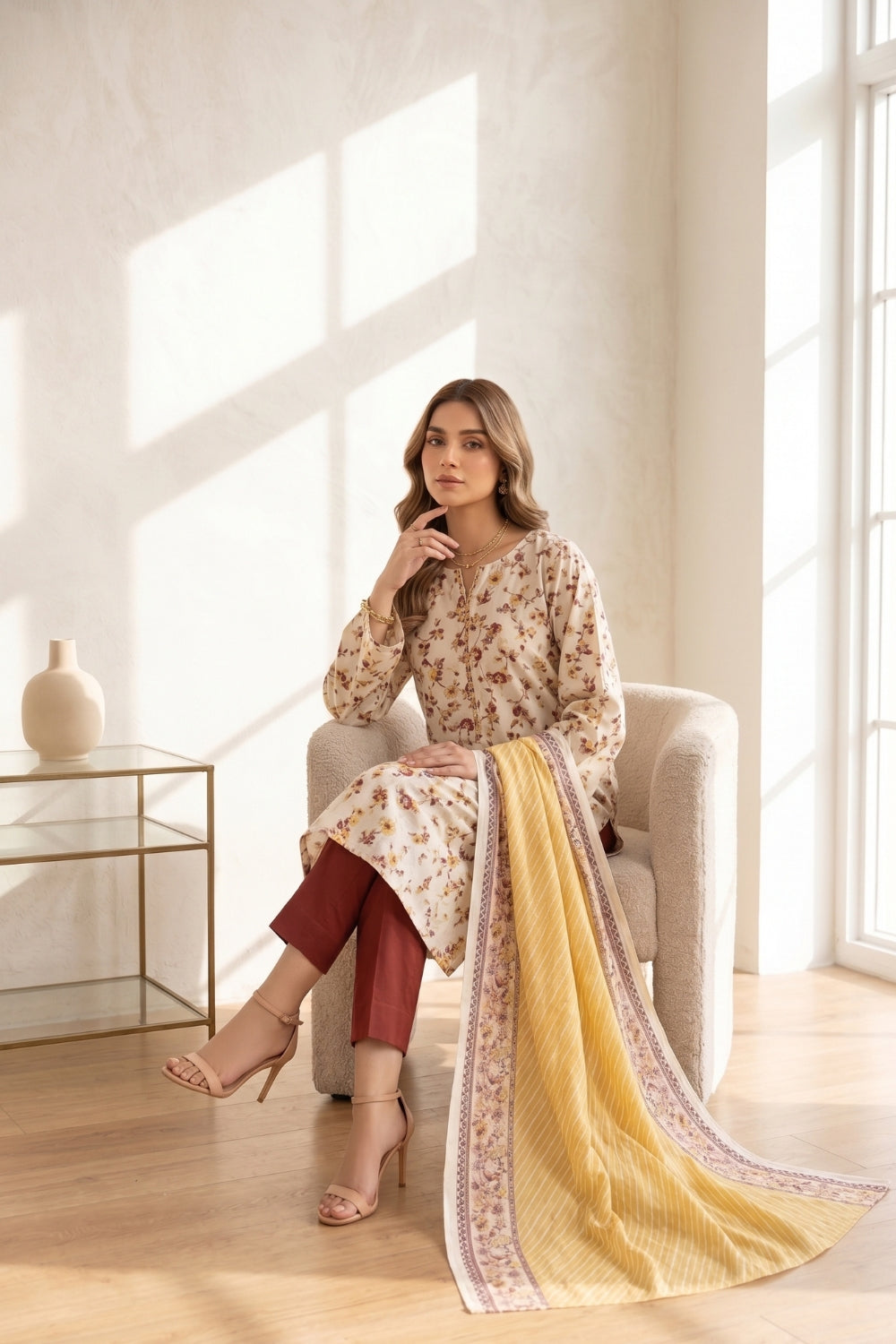 Mushtaq 3Pcs Unstitched Printed Lawn Suit Noor-e-Ain Collection Desgin - 2