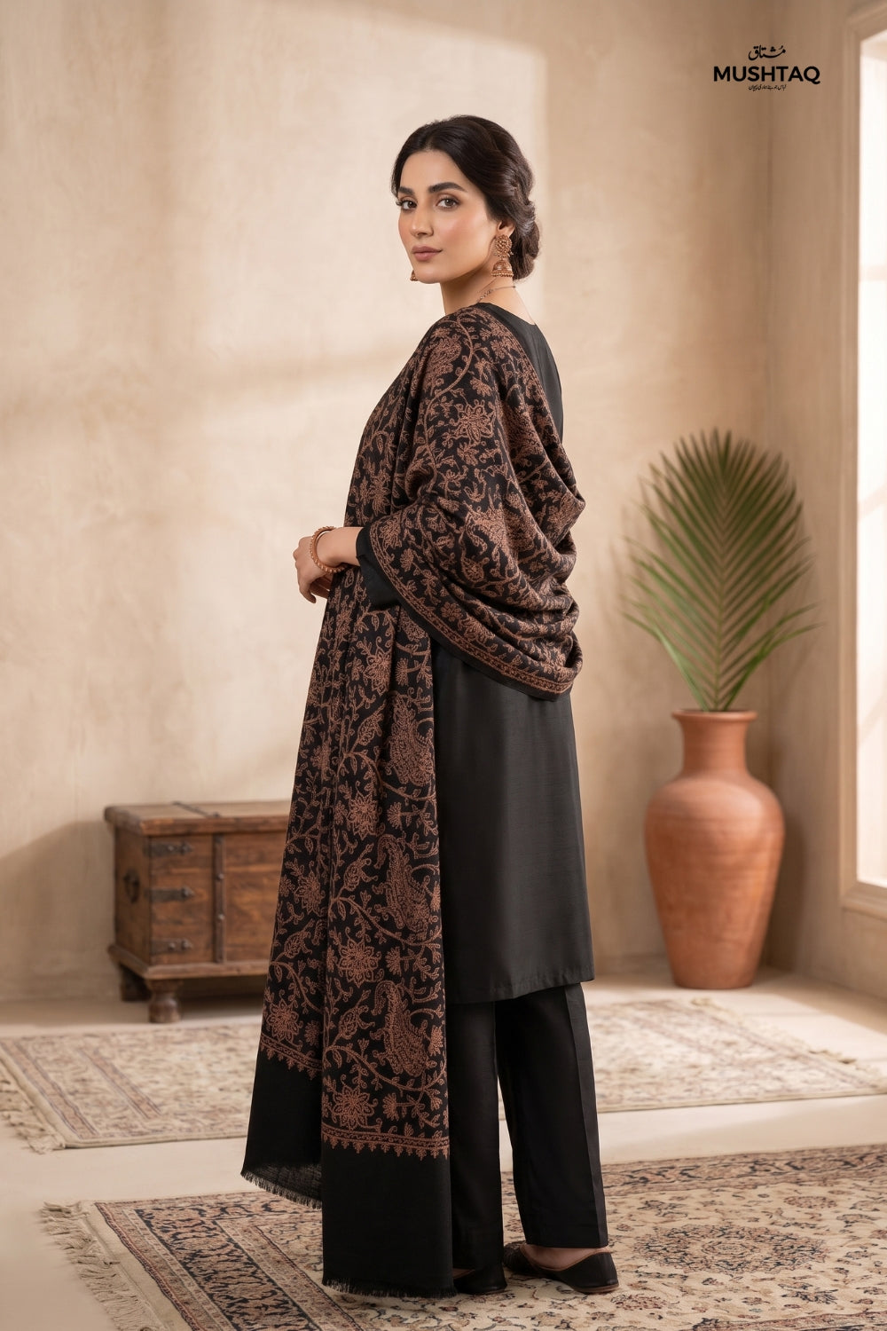 Winter Pashmina Embroidery Shawl Desgin - 3